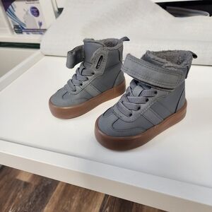 Warm-Lined Grey High-Top Sneakers